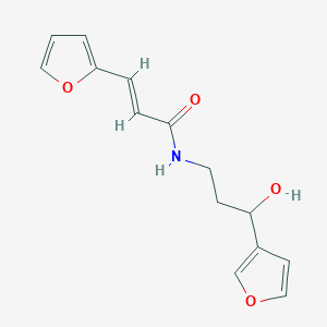 molecular formula C14H15NO4 B2562154 (E)-3-(furan-2-yl)-N-(3-(furan-3-yl)-3-hydroxypropyl)acrylamide CAS No. 1428381-71-8