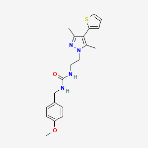 molecular formula C20H24N4O2S B2562160 1-(2-(3,5-二甲基-4-(噻吩-2-基)-1H-吡唑-1-基)乙基)-3-(4-甲氧基苄基)脲 CAS No. 2034356-78-8