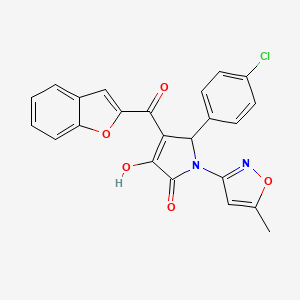 molecular formula C23H15ClN2O5 B2562163 4-(benzofuran-2-carbonyl)-5-(4-chlorophenyl)-3-hydroxy-1-(5-methylisoxazol-3-yl)-1H-pyrrol-2(5H)-one CAS No. 618877-26-2