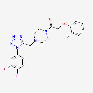 molecular formula C21H22F2N6O2 B2562165 1-(4-((1-(3,4-difluorophenyl)-1H-tetrazol-5-yl)methyl)piperazin-1-yl)-2-(o-tolyloxy)ethanone CAS No. 1040677-22-2