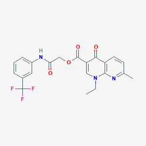 molecular formula C21H18F3N3O4 B2562167 2-Oxo-2-((3-(trifluoromethyl)phenyl)amino)ethyl 1-ethyl-7-methyl-4-oxo-1,4-dihydro-1,8-naphthyridine-3-carboxylate CAS No. 354539-03-0