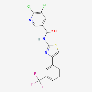 molecular formula C16H8Cl2F3N3OS B2562170 5,6-dichloro-N-{4-[3-(trifluoromethyl)phenyl]-1,3-thiazol-2-yl}pyridine-3-carboxamide CAS No. 1356619-41-4