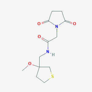 molecular formula C12H18N2O4S B2562177 2-(2,5-二氧代吡咯烷-1-基)-N-((3-甲氧基四氢噻吩-3-基)甲基)乙酰胺 CAS No. 1448036-18-7