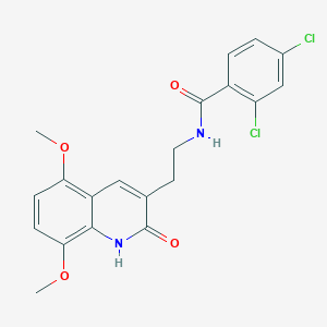 molecular formula C20H18Cl2N2O4 B2562182 2,4-dichloro-N-[2-(5,8-dimethoxy-2-oxo-1H-quinolin-3-yl)ethyl]benzamide CAS No. 851403-68-4