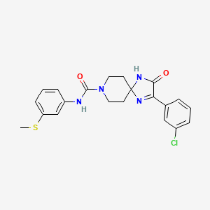 molecular formula C21H21ClN4O2S B2562217 2-(3-氯苯基)-N-(3-(甲硫基)苯基)-3-氧代-1,4,8-三氮杂螺[4.5]癸-1-烯-8-甲酰胺 CAS No. 1185052-25-8