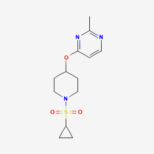 molecular formula C13H19N3O3S B2562231 4-((1-(Cyclopropylsulfonyl)piperidin-4-yl)oxy)-2-methylpyrimidine CAS No. 2097897-57-7