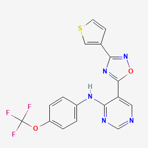 5-(3-(thiophen-3-yl)-1,2,4-oxadiazol-5-yl)-N-(4-(trifluoromethoxy)phenyl)pyrimidin-4-amine