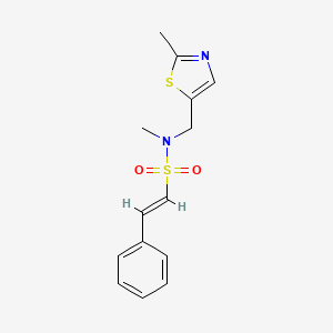 molecular formula C14H16N2O2S2 B2562276 (E)-N-methyl-N-[(2-methyl-1,3-thiazol-5-yl)methyl]-2-phenylethenesulfonamide CAS No. 1312003-50-1