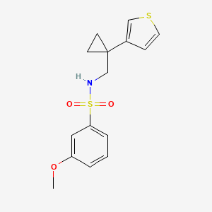 molecular formula C15H17NO3S2 B2562281 3-Methoxy-N-[(1-thiophen-3-ylcyclopropyl)methyl]benzenesulfonamide CAS No. 2415454-49-6