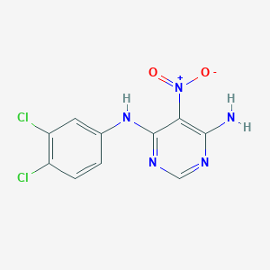 molecular formula C10H7Cl2N5O2 B2562291 N4-(3,4-dichlorophenyl)-5-nitropyrimidine-4,6-diamine CAS No. 681271-19-2