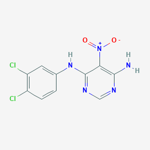 molecular formula C10H7Cl2N5O2 B2562291 N4-(3,4-二氯苯基)-5-硝基嘧啶-4,6-二胺 CAS No. 681271-19-2