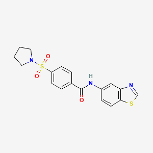 molecular formula C18H17N3O3S2 B2562299 N-(苯并[d]噻唑-5-基)-4-(吡咯烷-1-基磺酰基)苯甲酰胺 CAS No. 942002-62-2