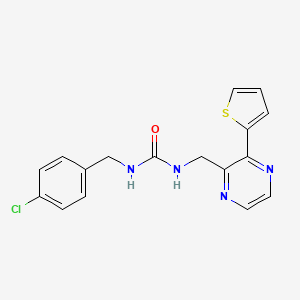 molecular formula C17H15ClN4OS B2562300 1-(4-Chlorobenzyl)-3-((3-(thiophen-2-yl)pyrazin-2-yl)methyl)urea CAS No. 2034613-77-7