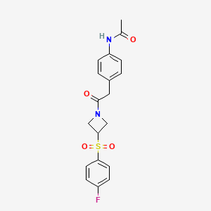 molecular formula C19H19FN2O4S B2562305 N-(4-(2-(3-((4-fluorophenyl)sulfonyl)azetidin-1-yl)-2-oxoethyl)phenyl)acetamide CAS No. 1448073-04-8