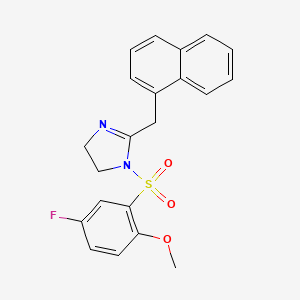 molecular formula C21H19FN2O3S B2562308 1-(5-fluoro-2-methoxybenzenesulfonyl)-2-[(naphthalen-1-yl)methyl]-4,5-dihydro-1H-imidazole CAS No. 873587-76-9