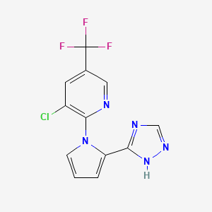 molecular formula C12H7ClF3N5 B2562310 3-chloro-2-[2-(1H-1,2,4-triazol-3-yl)-1H-pyrrol-1-yl]-5-(trifluoromethyl)pyridine CAS No. 338407-41-3