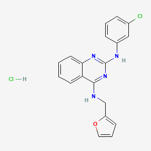 molecular formula C19H16Cl2N4O B2562315 N2-(3-chlorophenyl)-N4-(furan-2-ylmethyl)quinazoline-2,4-diamine hydrochloride CAS No. 1052515-41-9