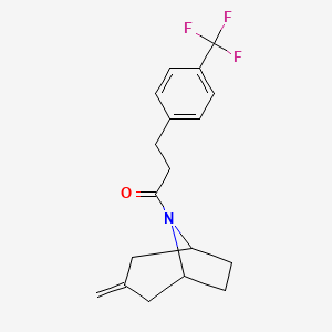 molecular formula C18H20F3NO B2562333 1-((1R,5S)-3-methylene-8-azabicyclo[3.2.1]octan-8-yl)-3-(4-(trifluoromethyl)phenyl)propan-1-one CAS No. 2310015-72-4
