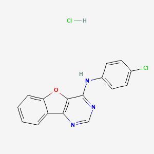 molecular formula C16H11Cl2N3O B2562349 N-(4-chlorophenyl)benzofuro[3,2-d]pyrimidin-4-amine hydrochloride CAS No. 1180026-10-1