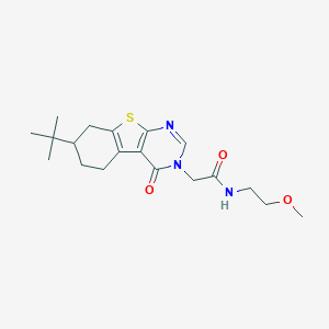 molecular formula C19H27N3O3S B256237 2-(7-tert-butyl-4-oxo-5,6,7,8-tetrahydro-[1]benzothiolo[2,3-d]pyrimidin-3-yl)-N-(2-methoxyethyl)acetamide 