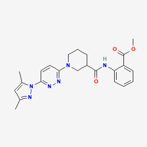 molecular formula C23H26N6O3 B2562384 methyl 2-(1-(6-(3,5-dimethyl-1H-pyrazol-1-yl)pyridazin-3-yl)piperidine-3-carboxamido)benzoate CAS No. 1334370-99-8