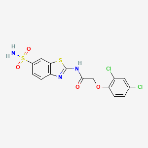 molecular formula C15H11Cl2N3O4S2 B2562401 2-(2,4-二氯苯氧基)-N-(6-磺酰胺基-1,3-苯并噻唑-2-基)乙酰胺 CAS No. 391867-85-9