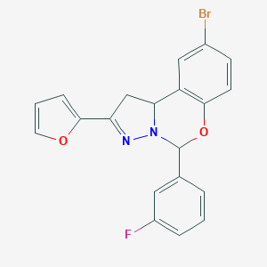 molecular formula C20H14BrFN2O2 B256241 9-Bromo-5-(3-fluorophenyl)-2-(furan-2-yl)-1,10b-dihydropyrazolo[1,5-c][1,3]benzoxazine 