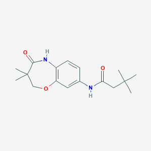 molecular formula C17H24N2O3 B2562426 N-(3,3-dimethyl-4-oxo-2,3,4,5-tetrahydrobenzo[b][1,4]oxazepin-8-yl)-3,3-dimethylbutanamide CAS No. 921810-95-9