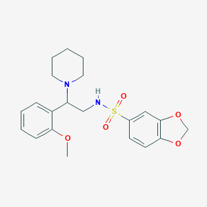 molecular formula C21H26N2O5S B256244 N-[2-(2-methoxyphenyl)-2-(1-piperidinyl)ethyl]-1,3-benzodioxole-5-sulfonamide 