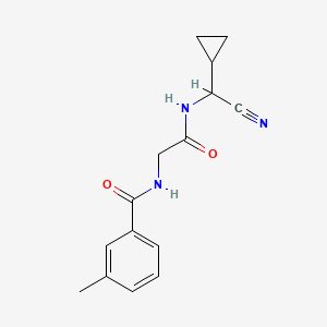 molecular formula C15H17N3O2 B2562447 N-[2-[[cyano(cyclopropyl)methyl]amino]-2-oxoethyl]-3-methylbenzamide CAS No. 1645386-44-2