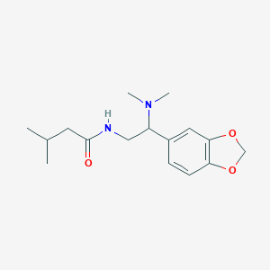 molecular formula C16H24N2O3 B256245 N-[2-(1,3-benzodioxol-5-yl)-2-(dimethylamino)ethyl]-3-methylbutanamide 