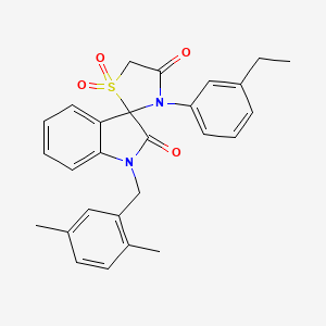 molecular formula C27H26N2O4S B2562459 1-[(2,5-二甲苯基)甲基]-3'-(3-乙苯基)-1,2-二氢螺[吲哚-3,2'-[1lambda6,3]噻唑烷]-1',1',2,4'-四酮 CAS No. 941912-83-0