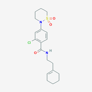 molecular formula C19H25ClN2O3S B256246 2-chloro-N-[2-(1-cyclohexen-1-yl)ethyl]-4-(1,1-dioxido-1,2-thiazinan-2-yl)benzamide 