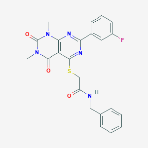 N-benzyl-2-((2-(3-fluorophenyl)-6,8-dimethyl-5,7-dioxo-5,6,7,8-tetrahydropyrimido[4,5-d]pyrimidin-4-yl)thio)acetamide