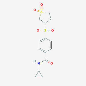 molecular formula C14H17NO5S2 B256248 N-cyclopropyl-4-[(1,1-dioxidotetrahydro-3-thienyl)sulfonyl]benzamide 