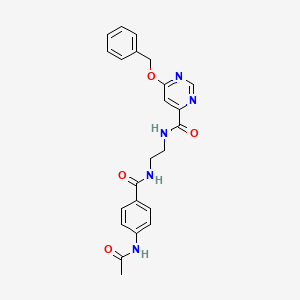 molecular formula C23H23N5O4 B2562481 N-(2-(4-acetamidobenzamido)ethyl)-6-(benzyloxy)pyrimidine-4-carboxamide CAS No. 2034634-74-5