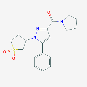 molecular formula C18H21N3O3S B256249 (1-(1,1-dioxidotetrahydrothiophen-3-yl)-5-phenyl-1H-pyrazol-3-yl)(pyrrolidin-1-yl)methanone 