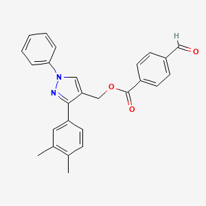 molecular formula C26H22N2O3 B2562507 [3-(3,4-Dimethylphenyl)-1-phenylpyrazol-4-yl]methyl 4-formylbenzoate CAS No. 956506-64-2