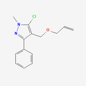 molecular formula C14H15ClN2O B2562509 5-Chloro-1-methyl-3-phenyl-4-(prop-2-enoxymethyl)pyrazole CAS No. 318248-38-3