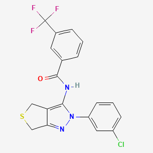 molecular formula C19H13ClF3N3OS B2562517 N-[2-(3-chlorophenyl)-4,6-dihydrothieno[3,4-c]pyrazol-3-yl]-3-(trifluoromethyl)benzamide CAS No. 450340-81-5