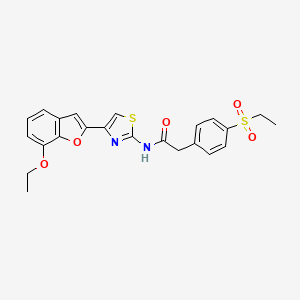molecular formula C23H22N2O5S2 B2562522 N-(4-(7-乙氧基苯并呋喃-2-基)噻唑-2-基)-2-(4-(乙磺酰基)苯基)乙酰胺 CAS No. 921527-73-3