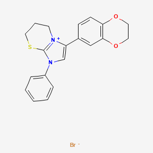 3-(2,3-dihydrobenzo[b][1,4]dioxin-6-yl)-1-phenyl-6,7-dihydro-5H-imidazo[2,1-b][1,3]thiazin-1-ium bromide