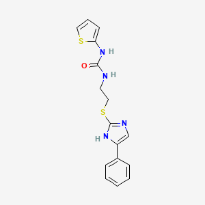 molecular formula C16H16N4OS2 B2562526 1-(2-((4-phenyl-1H-imidazol-2-yl)thio)ethyl)-3-(thiophen-2-yl)urea CAS No. 1209352-54-4