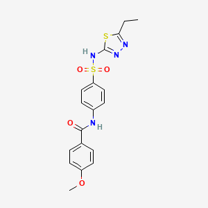 molecular formula C18H18N4O4S2 B2562543 N-[4-[(5-ethyl-1,3,4-thiadiazol-2-yl)sulfamoyl]phenyl]-4-methoxybenzamide CAS No. 307524-04-5