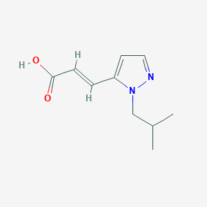 molecular formula C10H14N2O2 B2562560 (E)-3-[2-(2-Methylpropyl)pyrazol-3-yl]prop-2-enoic acid CAS No. 2163983-46-6