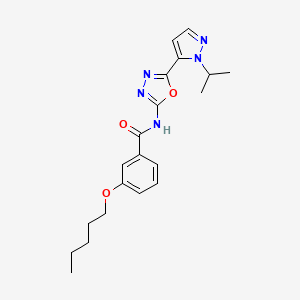 molecular formula C20H25N5O3 B2562563 N-(5-(1-isopropyl-1H-pyrazol-5-yl)-1,3,4-oxadiazol-2-yl)-3-(pentyloxy)benzamide CAS No. 1171366-29-2