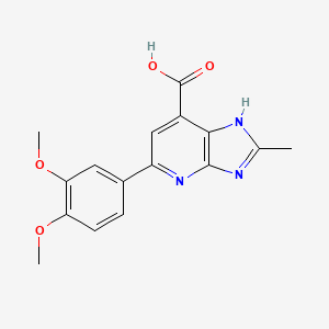 molecular formula C16H15N3O4 B2562566 5-(3,4-ジメトキシフェニル)-2-メチル-3H-イミダゾ[4,5-b]ピリジン-7-カルボン酸 CAS No. 1021052-26-5