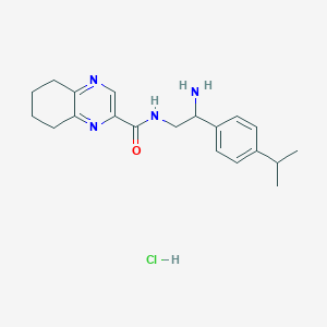 molecular formula C20H27ClN4O B2562576 N-[2-Amino-2-(4-propan-2-ylphenyl)ethyl]-5,6,7,8-tetrahydroquinoxaline-2-carboxamide;hydrochloride CAS No. 2418660-71-4