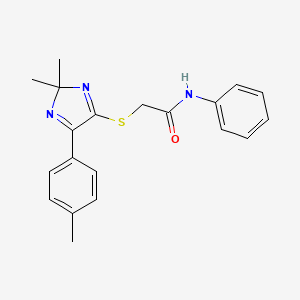 molecular formula C20H21N3OS B2562589 2-((2,2-dimethyl-5-(p-tolyl)-2H-imidazol-4-yl)thio)-N-phenylacetamide CAS No. 899913-91-8