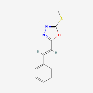 molecular formula C11H10N2OS B2562591 2-(methylsulfanyl)-5-[(E)-2-phenylethenyl]-1,3,4-oxadiazole CAS No. 478047-58-4